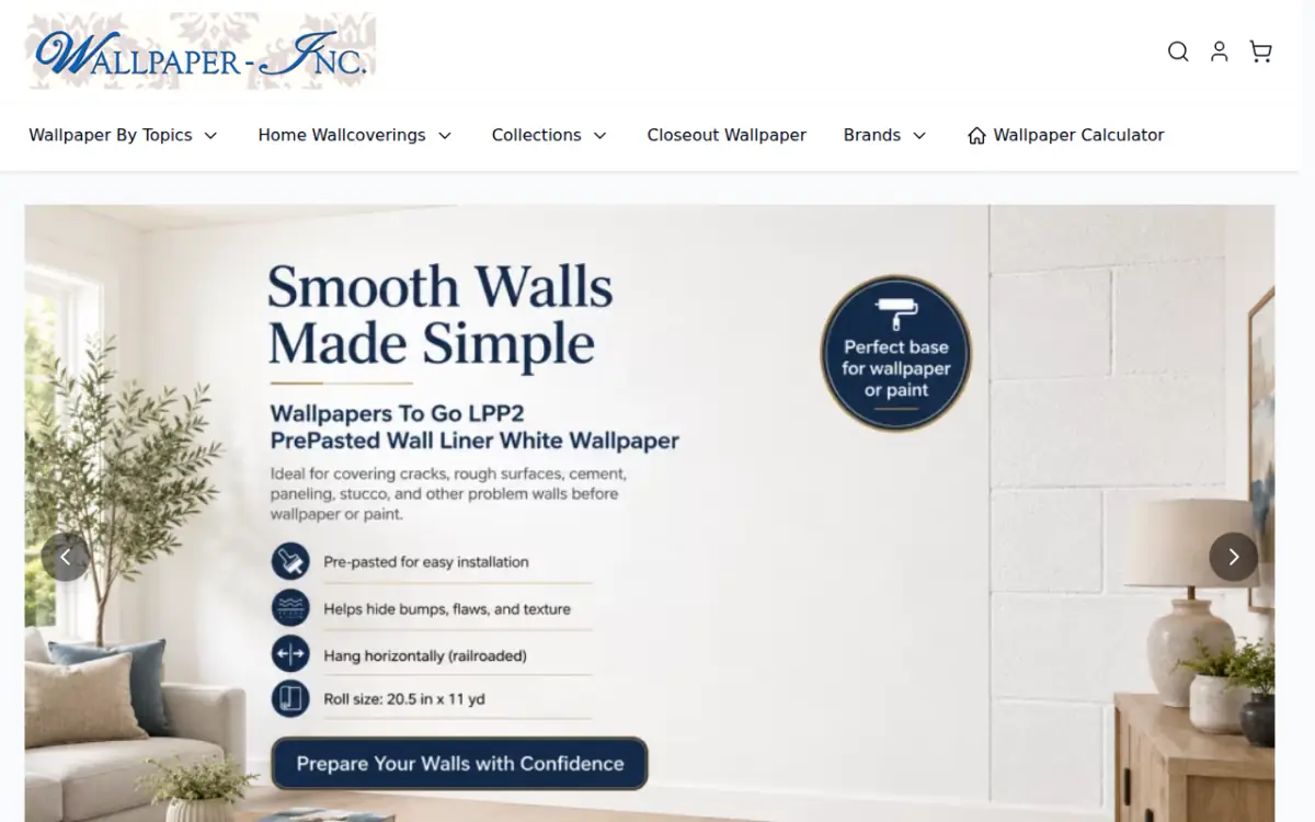 Wallpaper Inc homepage with a wallpaper banner
